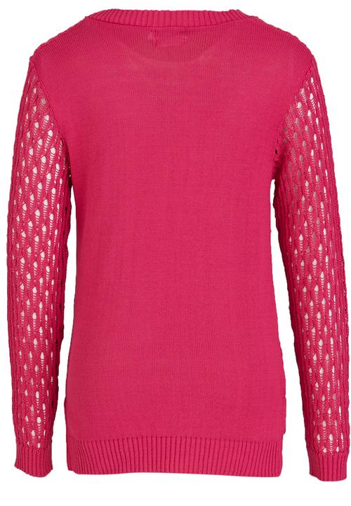 Rebel Republic - Lace Front Knit Cardigan Cerise Pink