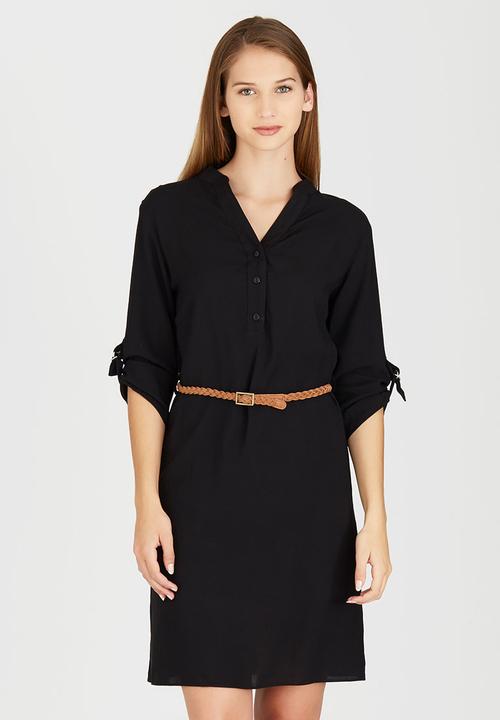 edit - Tunic with Roll-up Sleeve Detail Black