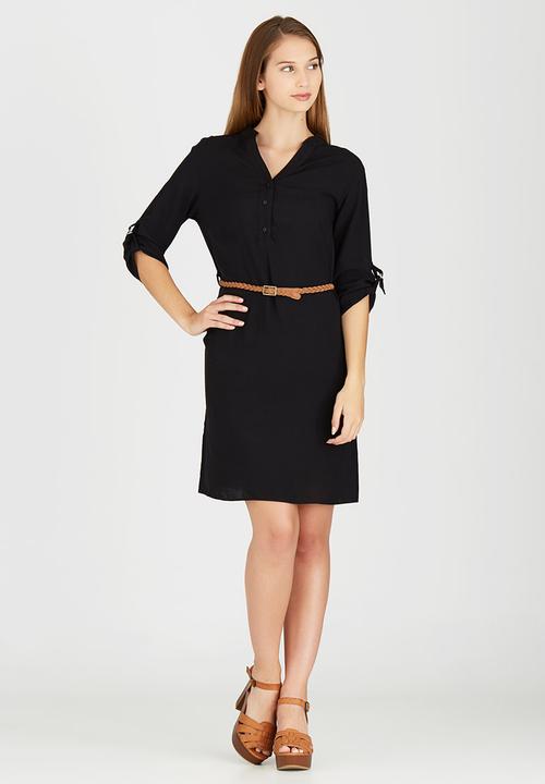 edit - Tunic with Roll-up Sleeve Detail Black
