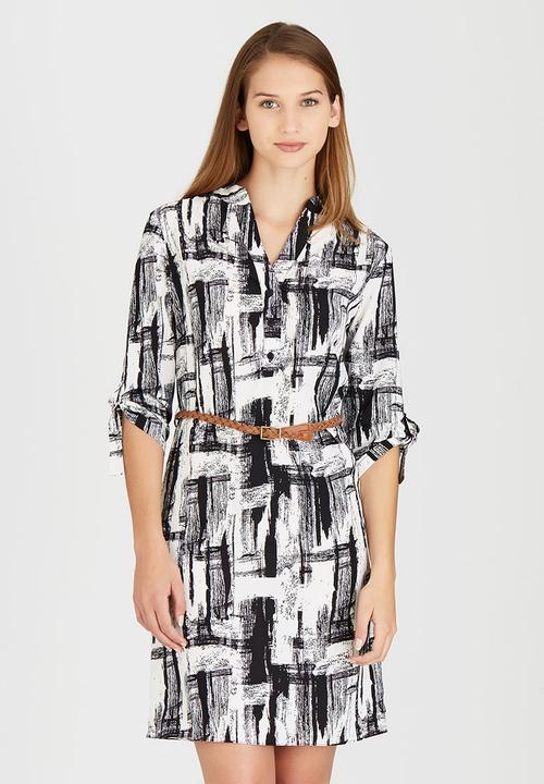 edit - Tunic with Roll-up Sleeve Detail Black and White