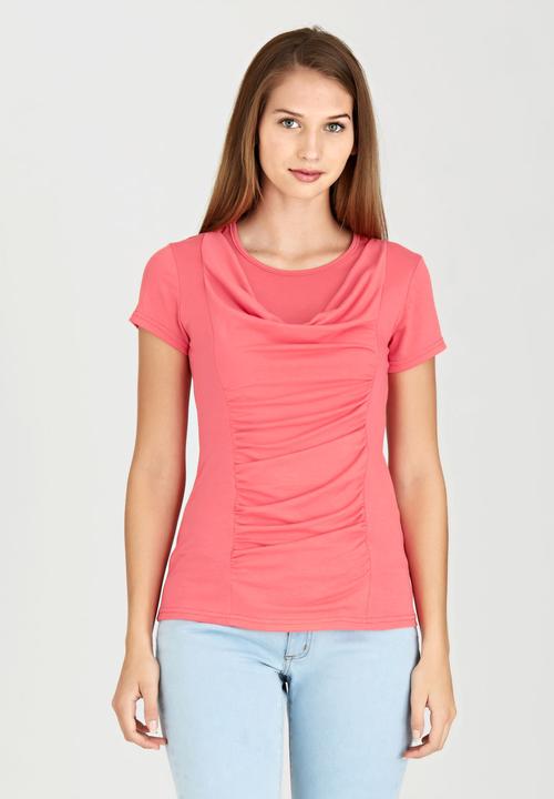 edit - Front Drape Top Coral