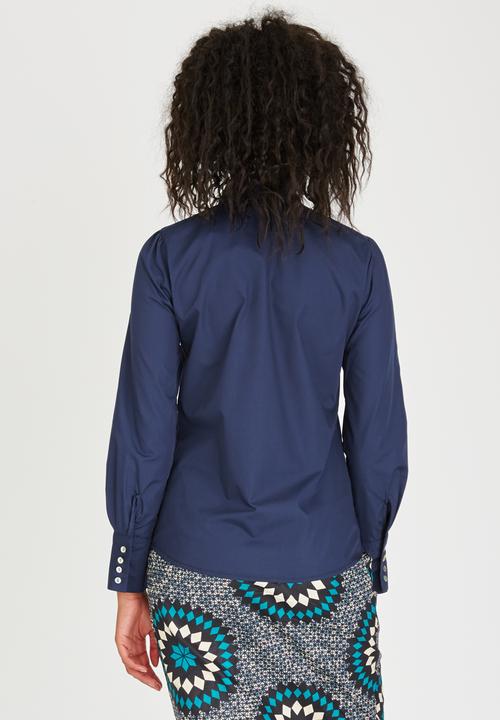 AfroDizzy - Kitty Bow Blouse Navy