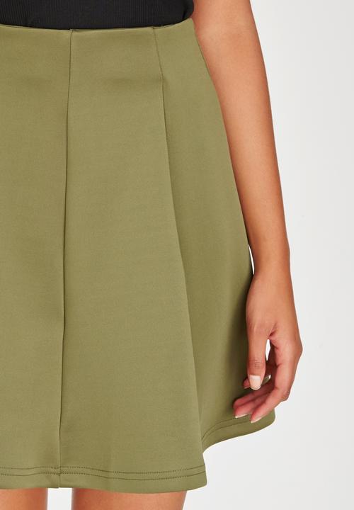 c(inch) - Fit and Flare Mini Skirt Dark Green