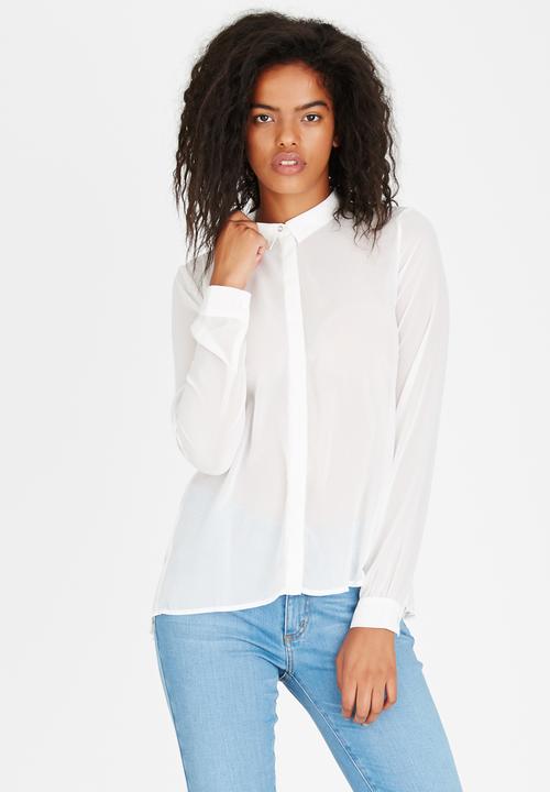 ONLY - Sybilla Long Sleeve Pleated Top White