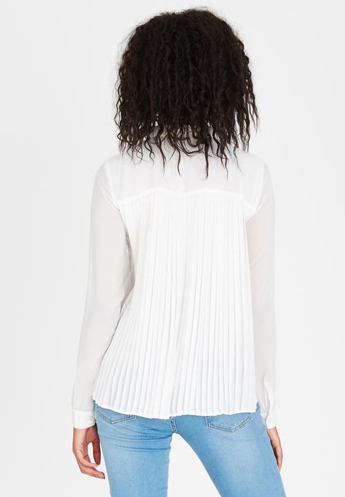 ONLY - Sybilla Long Sleeve Pleated Top White