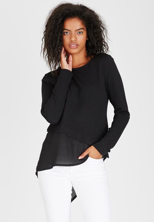 ONLY - Mimi Long Sleeve Asymetrical Top Black