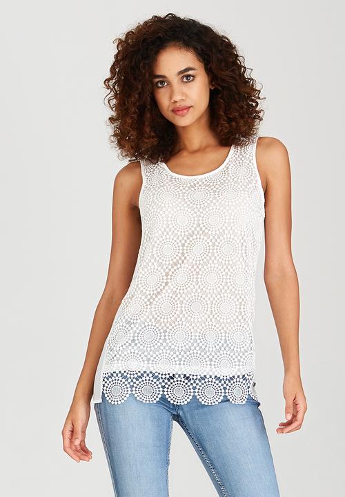 SISSY BOY - Lilianne Lace Crochet Vest Milk