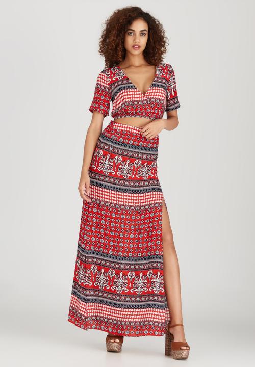 BoohooDNU - Wrap Cropped Top Multi-colour