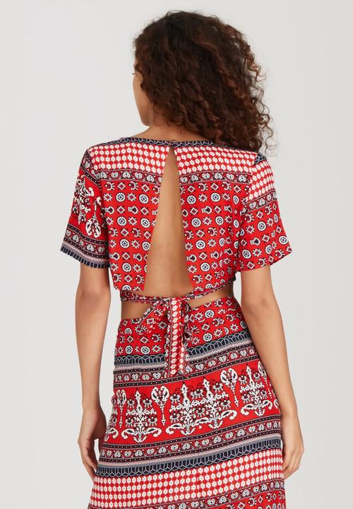 BoohooDNU - Wrap Cropped Top Multi-colour