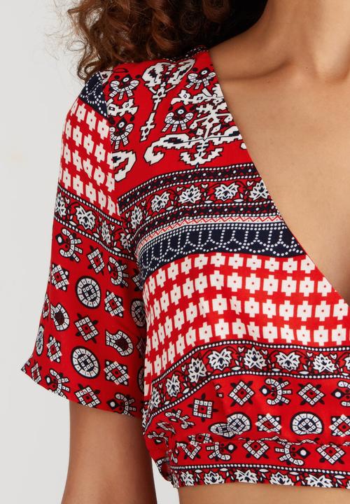BoohooDNU - Wrap Cropped Top Multi-colour