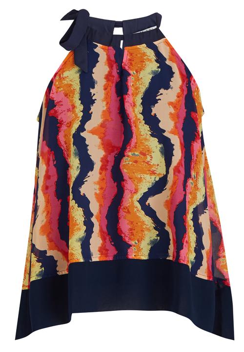 Ilan - Sophia Patterned Halter Top Coral