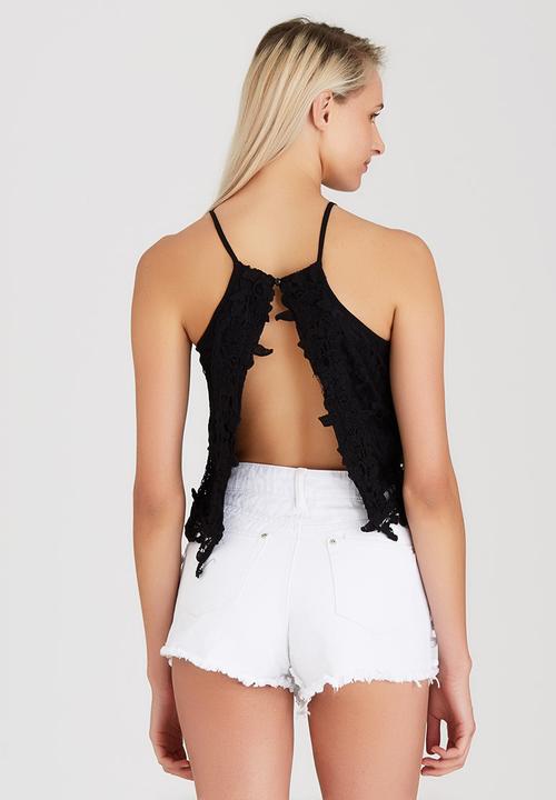 BoohooDNU - Lace Cropped Top Black