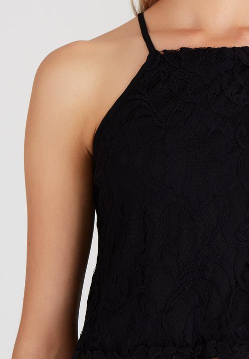 BoohooDNU - Lace Cropped Top Black