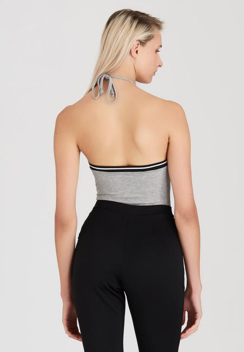 BoohooDNU - Halter Bodysuit  Grey