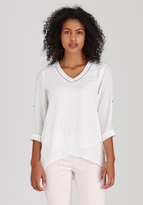 cath.nic - 3/4 Sleeve V-neck Woven Blouse White