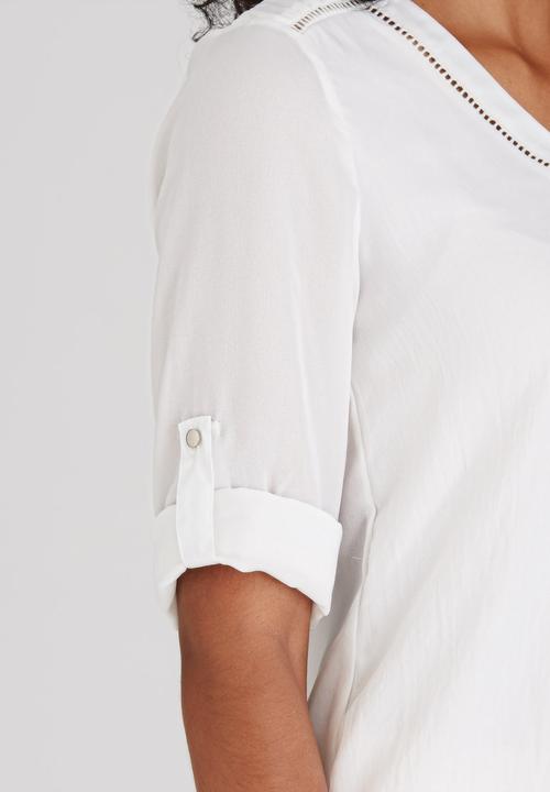 cath.nic - 3/4 Sleeve V-neck Woven Blouse White