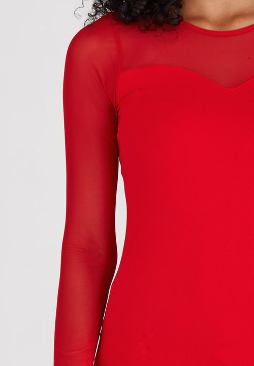 cath.nic - Crewneck Mesh Knit Top Red