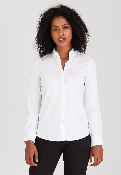ONLY - Cici Long Sleeve Oxford Shirt White