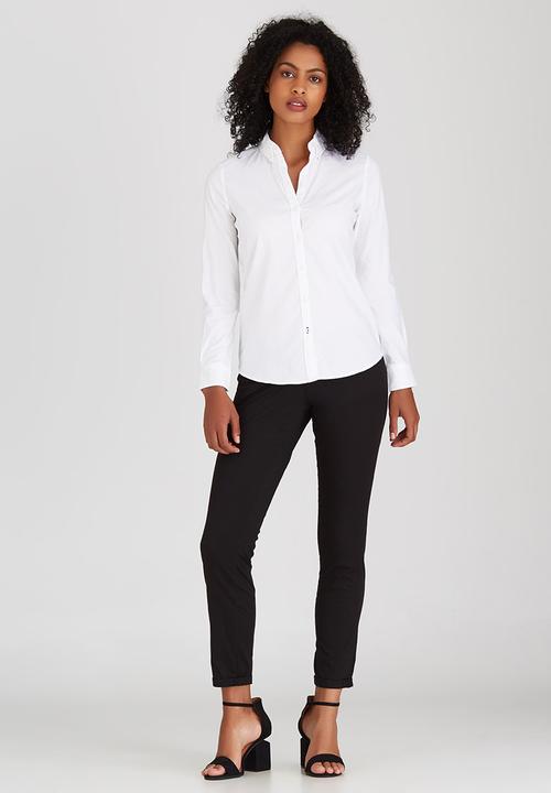 ONLY - Cici Long Sleeve Oxford Shirt White