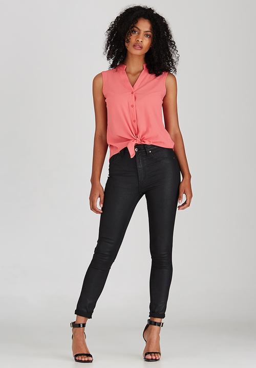 STYLE REPUBLIC - Tie Front Blouse Coral