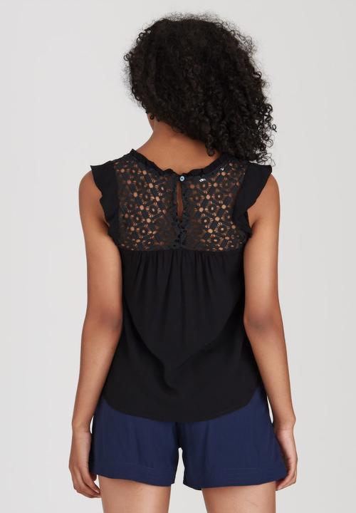 Sitting Pretty - Mara Frill Sleeve Top Black