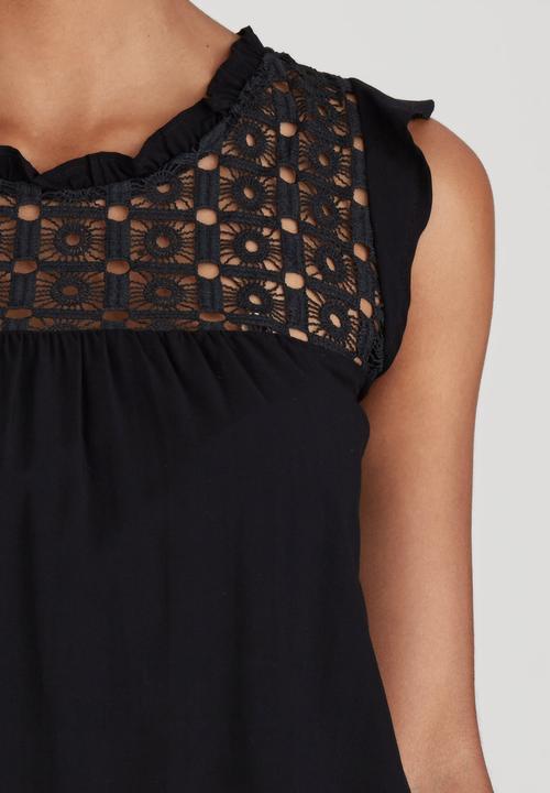 Sitting Pretty - Mara Frill Sleeve Top Black