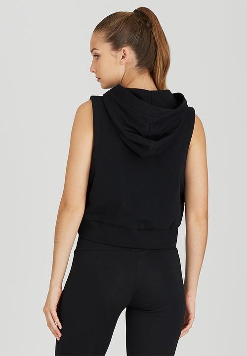 PUMA - Cropped Sleeveless Hooded Sweater Black