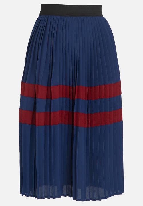 STYLE REPUBLIC - Pleated Midi Skirt Navy