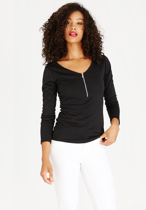 c(inch) - Zip Detail T-Shirt Black