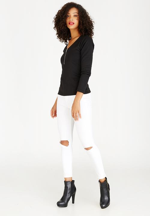 c(inch) - Zip Detail T-Shirt Black