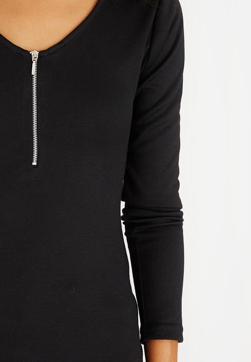 c(inch) - Zip Detail T-Shirt Black