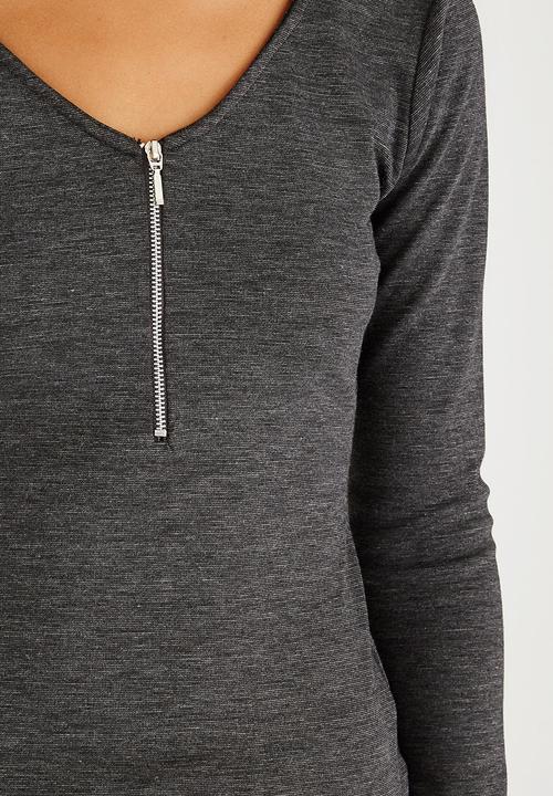 c(inch) - Zip Detail T-Shirt Dark Grey