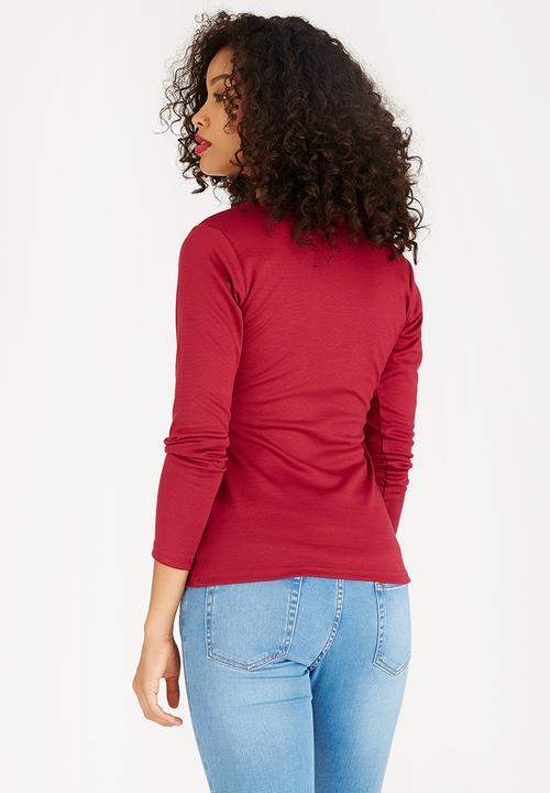 c(inch) - Zip Detail T-Shirt Dark Red