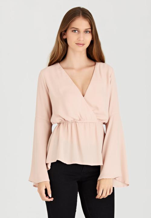 c(inch) - Lace-up back Blouse Pale Pink