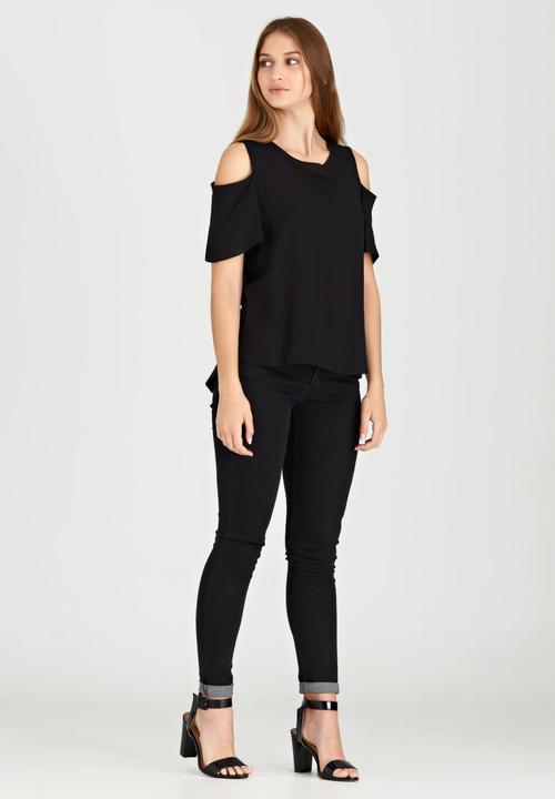 edit - Cold Shoulder Top Black