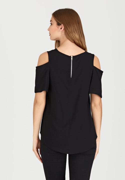 edit - Cold Shoulder Top Black