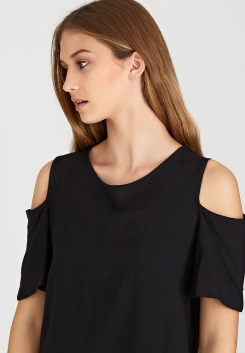 edit - Cold Shoulder Top Black