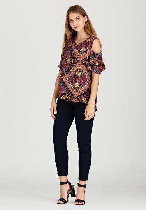edit - Cold Shoulder Top Multi-colour