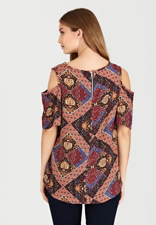edit - Cold Shoulder Top Multi-colour