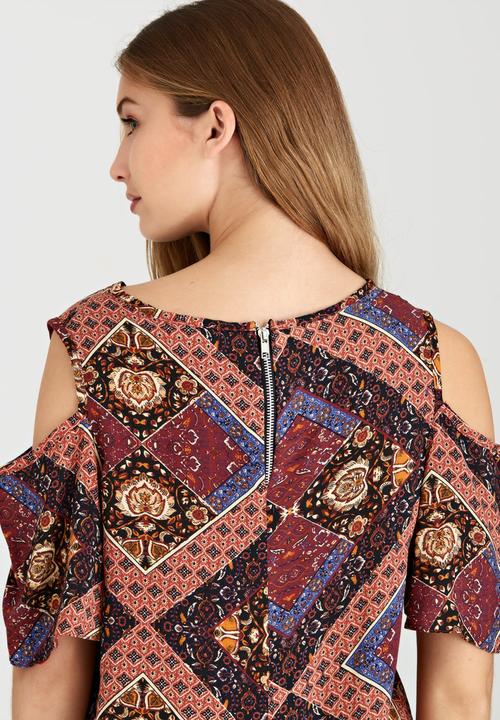 edit - Cold Shoulder Top Multi-colour