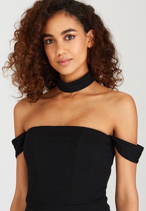 BoohooDNU - Detachable Choker Bodysuit Black