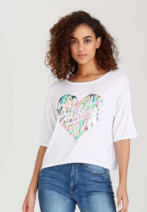 BoohooDNU - Metallic Print Tee White