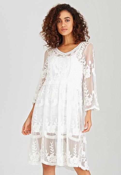 boohoo white lace dress