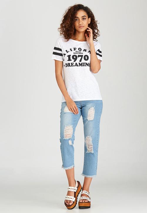 BoohooDNU - California Dreaming Slub T-shirt White