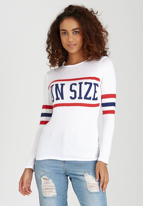 BoohooDNU - Petite Long Sleeve Slogan Top White
