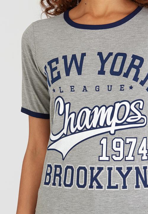 BoohooDNU - Cap Sleeve Slogan Tee Grey