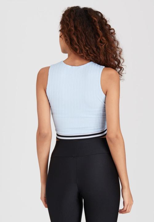 BoohooDNU - Cross Front Rib Top Blue