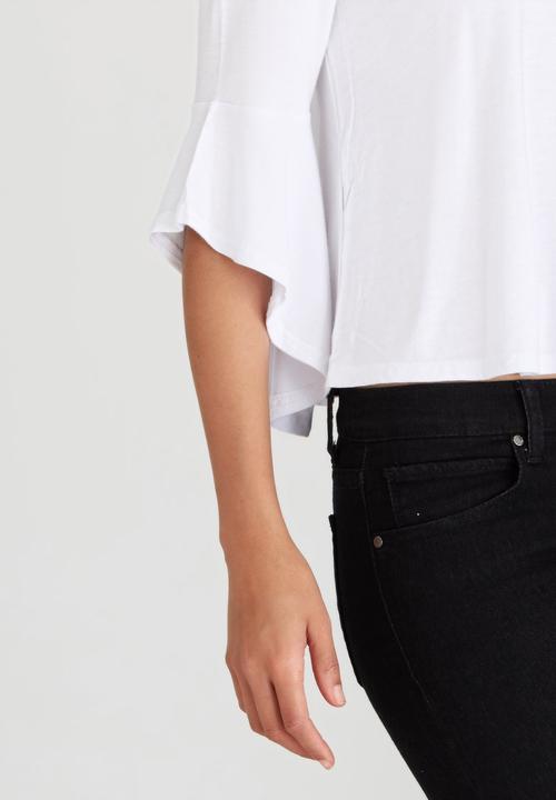 BoohooDNU - Frill Sleeve Off The Shoulder Top White