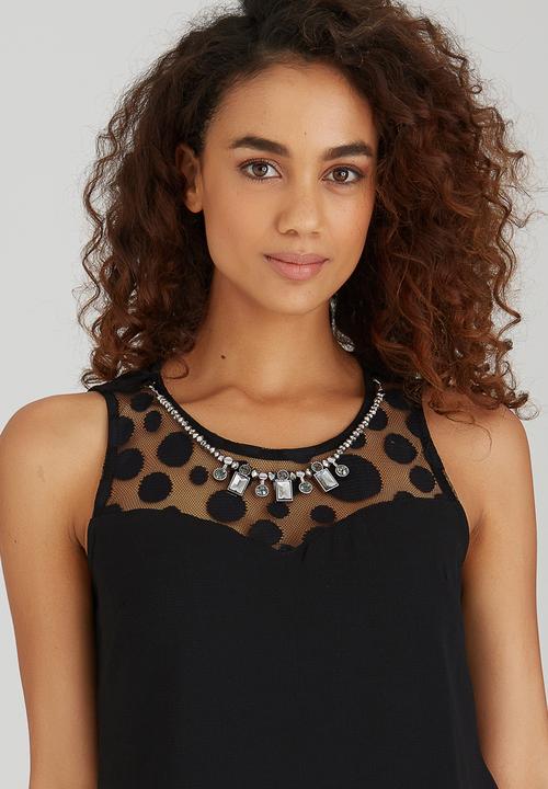 SISSY BOY - Ava May Sleeveless Blouse with Neck Trim Black