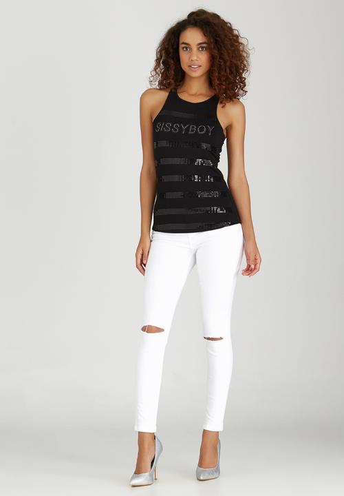 SISSY BOY - Haven Sequinned Tank Black